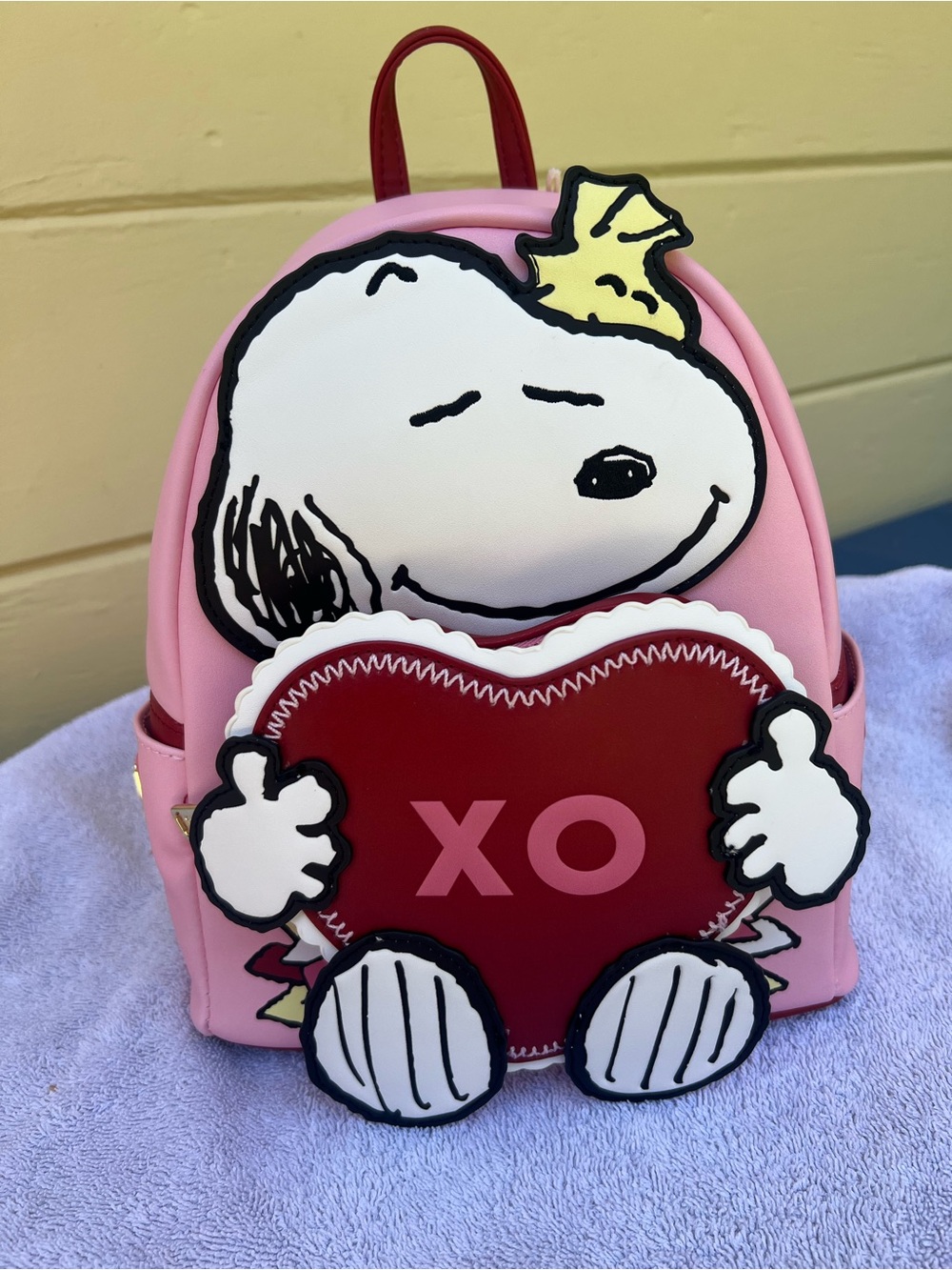 NWT Loungefly Pink Snoopy Heart Backpack with XO Design
